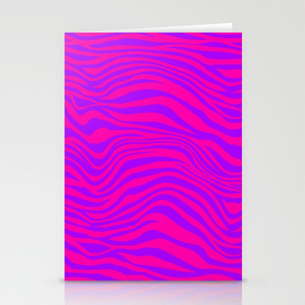 Neon Pink Purple Zebra Pattern Stationery Cards