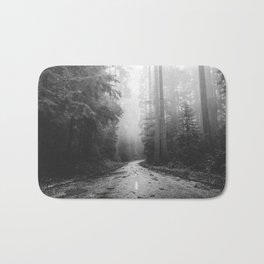 Redwood Forest Adventure Black and White - Nature Photography Bath Mat | Pattern, Forest, Mountains, Painting, Mountain, Nature, Black And White, Abstract, Woods, Graphicdesign 