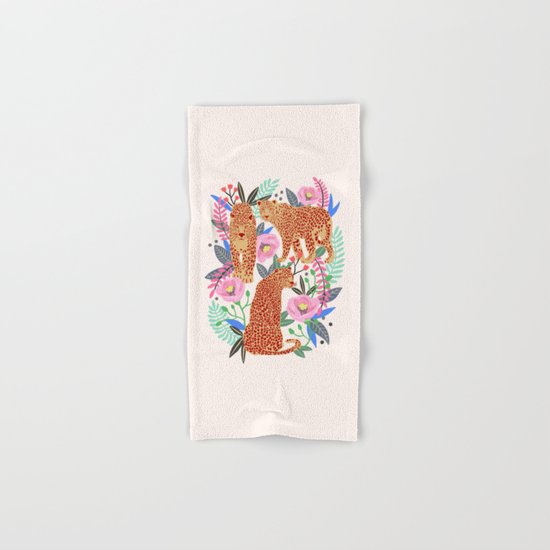 The Leopards, leopard print, animal print, flower print Hand & Bath Towel