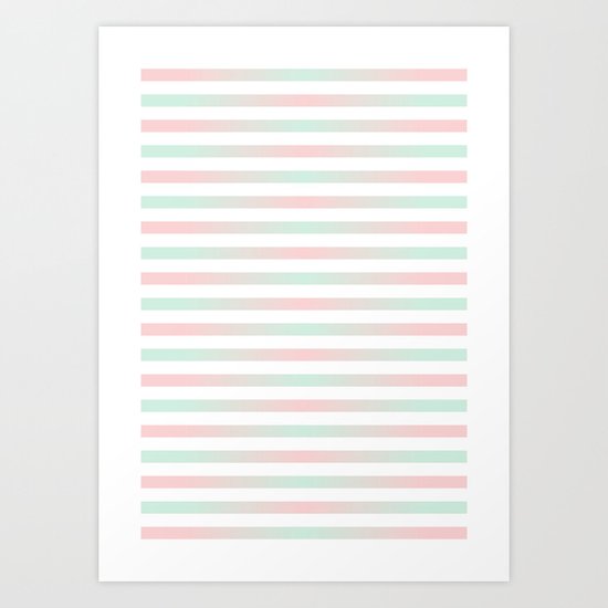 Stripes In Blue & Pink 2 Art Print