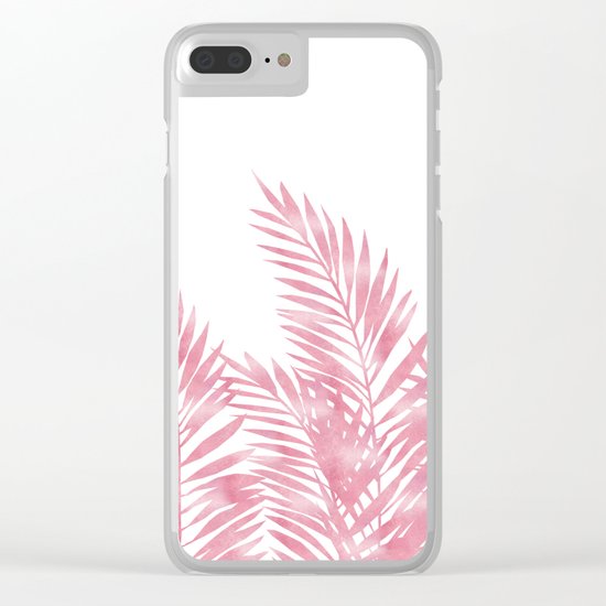 Palm Leaves Pink Clear iPhone Case