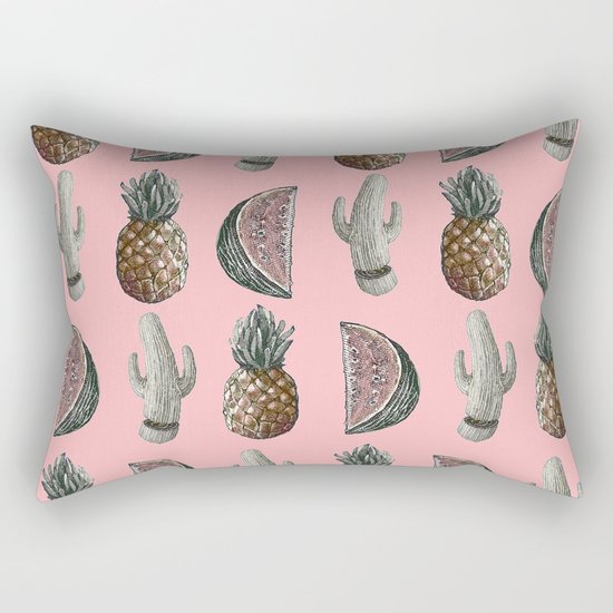 watermelon, pineapple, and cactus Rectangular Pillow