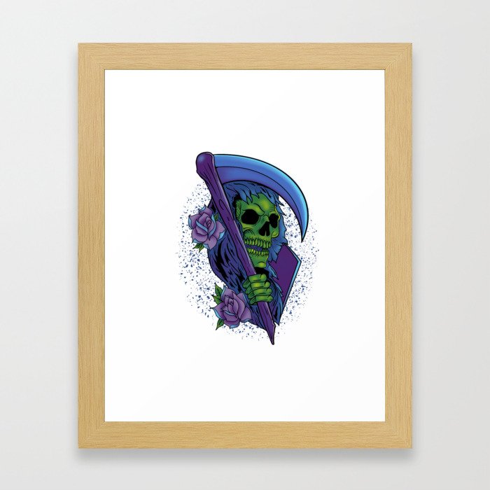 Grim Reaper and Roses Framed Art Print