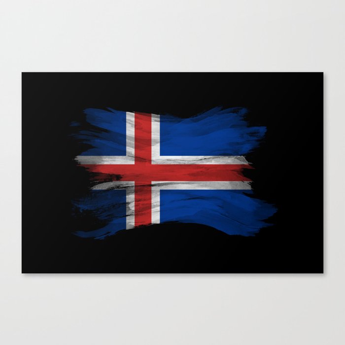 Iceland flag brush stroke, national flag Canvas Print