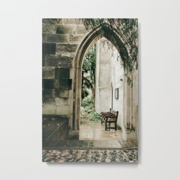 A Place for contemplating - Saint Dunstan in the East Church, London, England | City Travel Photography Metal Print | Digital, Color, Church, Bench, Travel, Photo, Relegion, Architecture, Building, Calm 