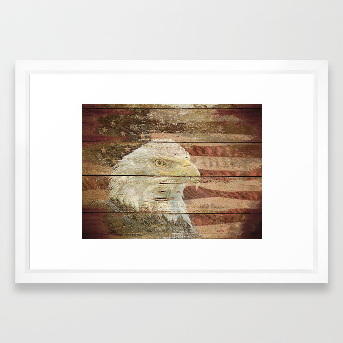 Rustic Bald Eagle Bird American Flag Patriotic Country Art A167