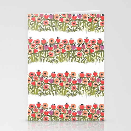 Flower stripe garden Stationery Cards