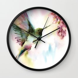 Colorful Little Hummingbird Wall Clock