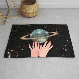 Saturn Disco Rug | Collage, Surreal, Surrealism, Constellation, Planet, Retro, Curated, Saturn, Hands, 70S 