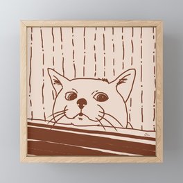 Fat Cat Brown Framed Mini Art Print