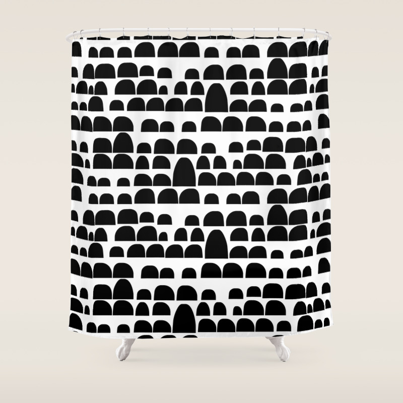 Half Circle Black And White Pattern Shower Curtain By Iing Society6