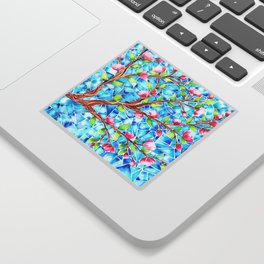Cherry Blossoms Stained Glass Mosaic Watercolor Sticker