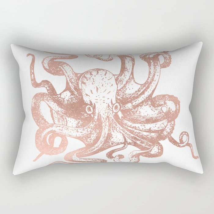 Rose Gold Octopus Rectangular Pillow