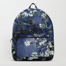 Vincent Van Gogh Almond Blossoms Dark Blue Backpack | Floral, Elegant, Vangoghseries, Painting, Landscape, Digital, Vincentvangogh, Purevintagelove, Digital Manipulation, Almondblossomsseries 