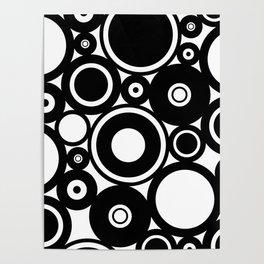 Retro Black White Circles Pop Art Poster