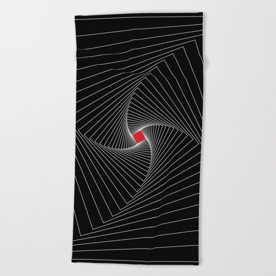 White, black, red - Optical Game 26 Beach Towel