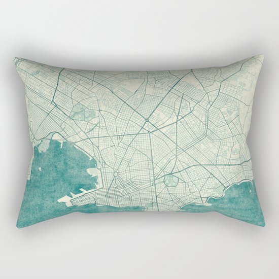 Montevideo Map Blue Vintage Rectangular Pillow