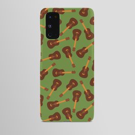 Ukulele print. Acoustic guitars on a green background. Music instrument. Android Case
