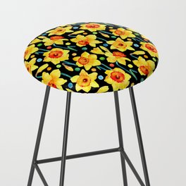 Yellow Daffodils with a Black Background Bar Stool