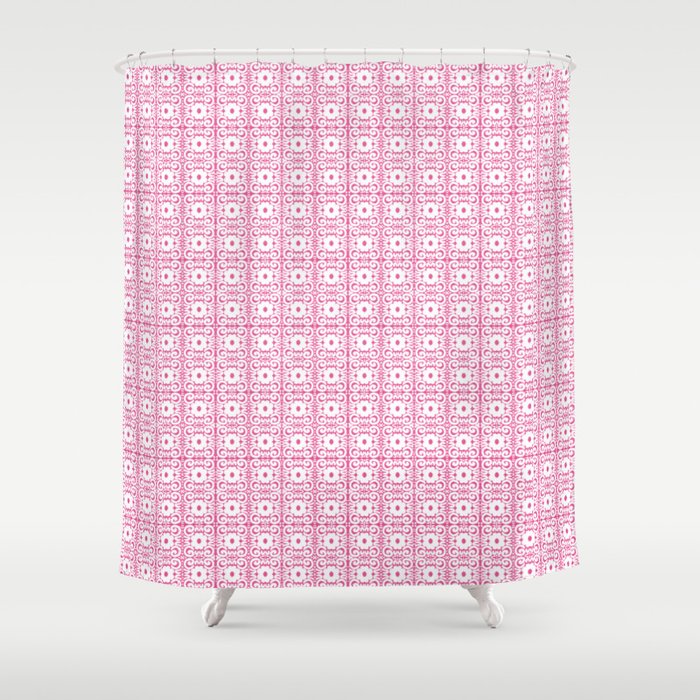Spring Retro Daisy Lace Pink Mini Shower Curtain