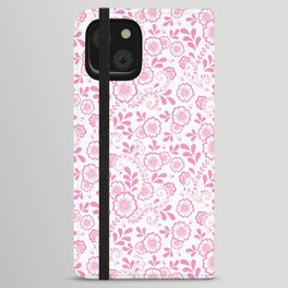 Pink Eastern Floral Pattern iPhone Wallet Case