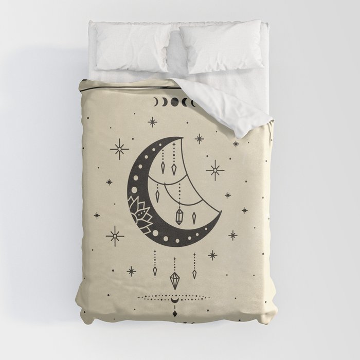 Mystic Moon & Stars: The Beige Edition Duvet Cover