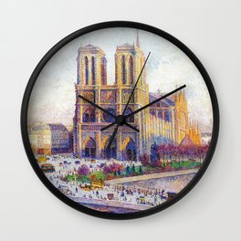 Quai Saint-Michel and Notre-Dame Paris landscape painting by Maximilien Luce Wall Clock