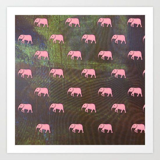 elephants on an abstract background 2 Art Print
