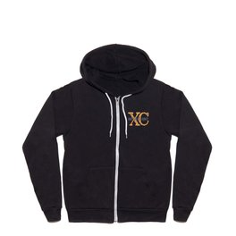 Purple & Gold XC: one hill of a course (cross country) Full Zip Hoodie
