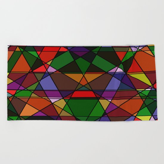 Stain Glass Mosaic Dark Beach Towel