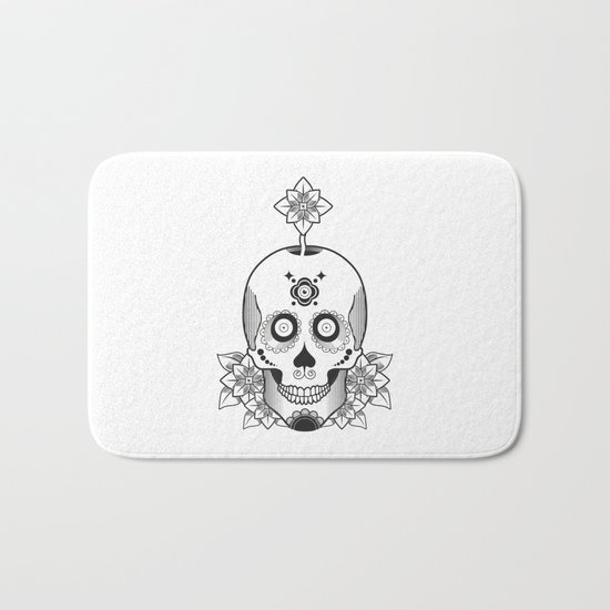 Skull and Flowers Bath Mat
