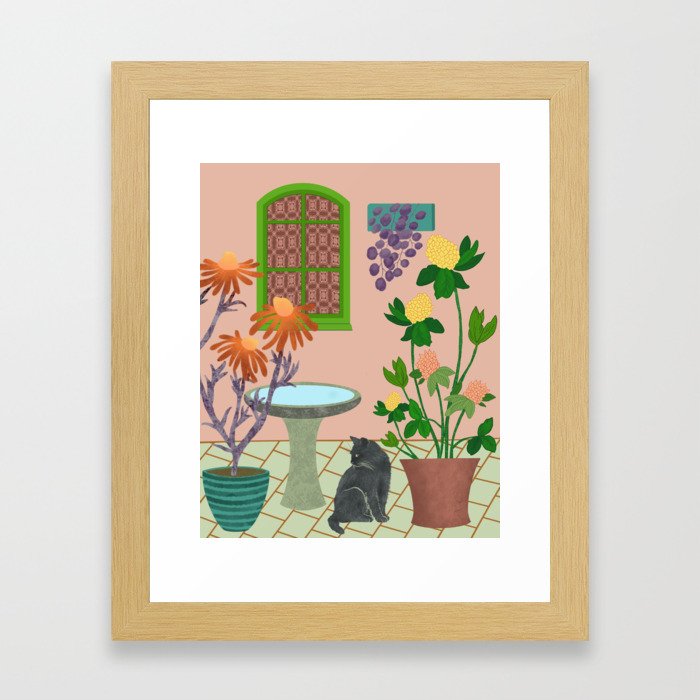 Cat Chillin in the Backyard  Framed Art Print