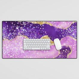 Purple Glitter Agate Texture 02 Desk Mat
