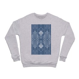 Lily Lake - Blue Gray Floral Pattern Crewneck Sweatshirt