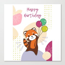 Red Panda Wishes Happy Birthday To You Red Panda Canvas Print