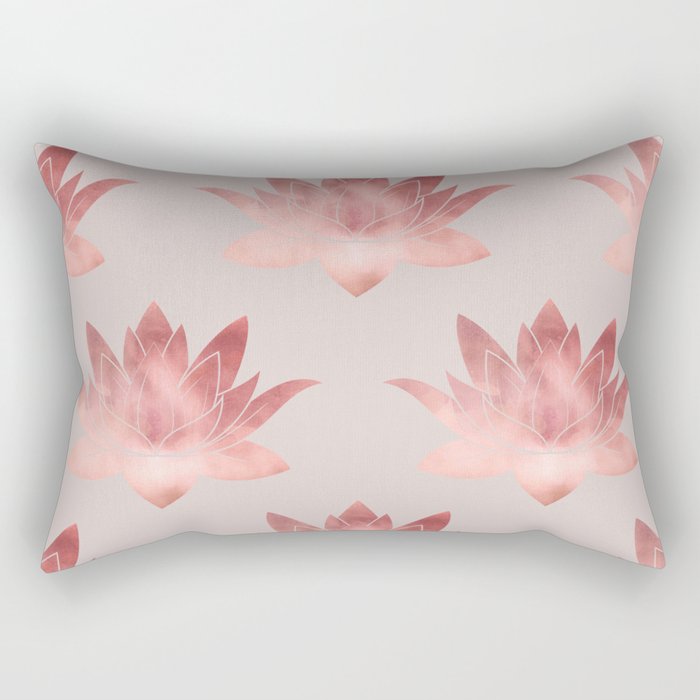 Pink Lotus Flower | Watercolor Texture Rectangular Pillow