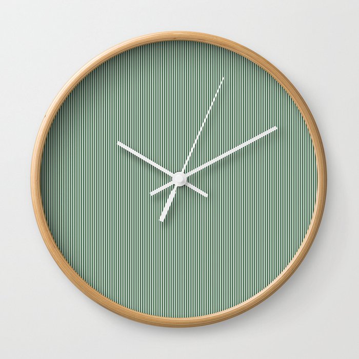Mini Forest Green And White Rustic Vertical Pin Stripes Wall Clock By Honorandobey Mini Forest Green And White Rustic Vertical Pin Stripes Wall Clock By Honorandobey