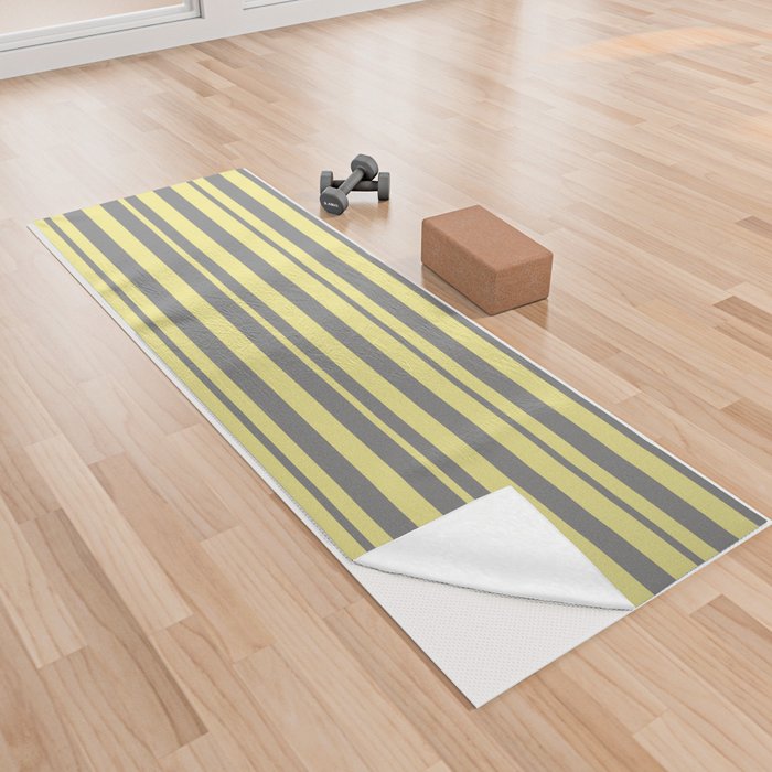 Tan & Gray Colored Lines/Stripes Pattern Yoga Towel