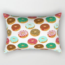 Christmas festive donuts holiday dessert junk food foodie pattern print red and green Rectangular Pillow
