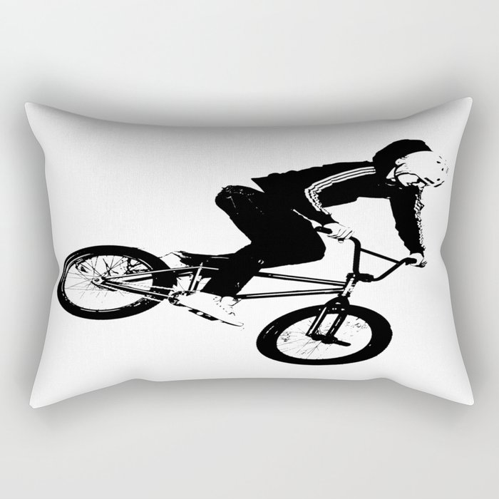 Black BMX Rider Rectangular Pillow