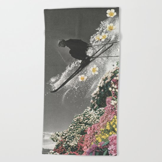 Spring Skiing Beach Towel