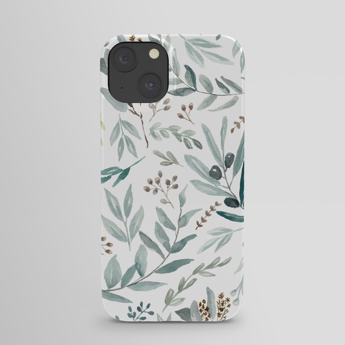 Botanical Eucalyptus Leaves Pattern iPhone Case