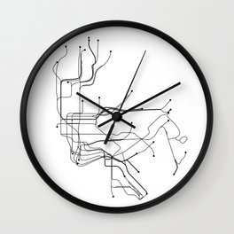 New York City White Subway Map Wall Clock