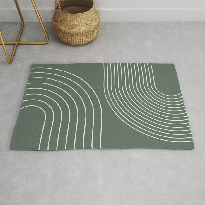 Geometric Lines in Sage Green 5 (Rainbow Abstraction) Rug