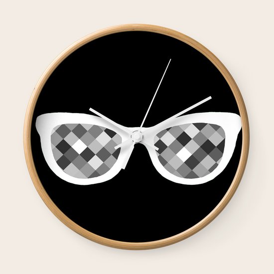 Diamond Eyes White on Black Wall Clock