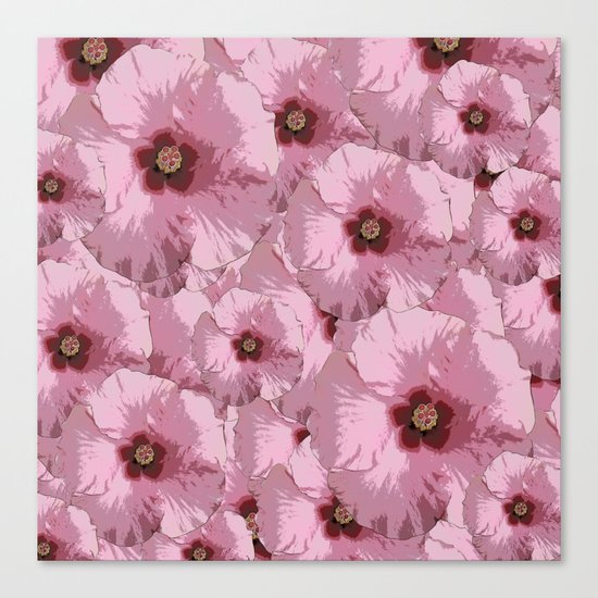 Pink Hibiscus World Canvas Print