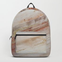 Brown Marbel with Gold Backpack | Digital, Nature, Boho, Stone, Gold, Marbel, Glitter, Collage, Texture 