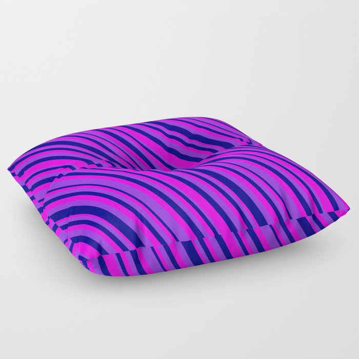 Purple, Blue & Fuchsia Colored Lined Pattern Floor Pillow