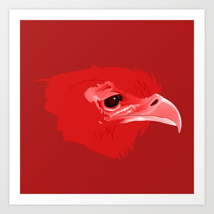 Red Bird Art Print | Animals, Illustration, Vector, Digital