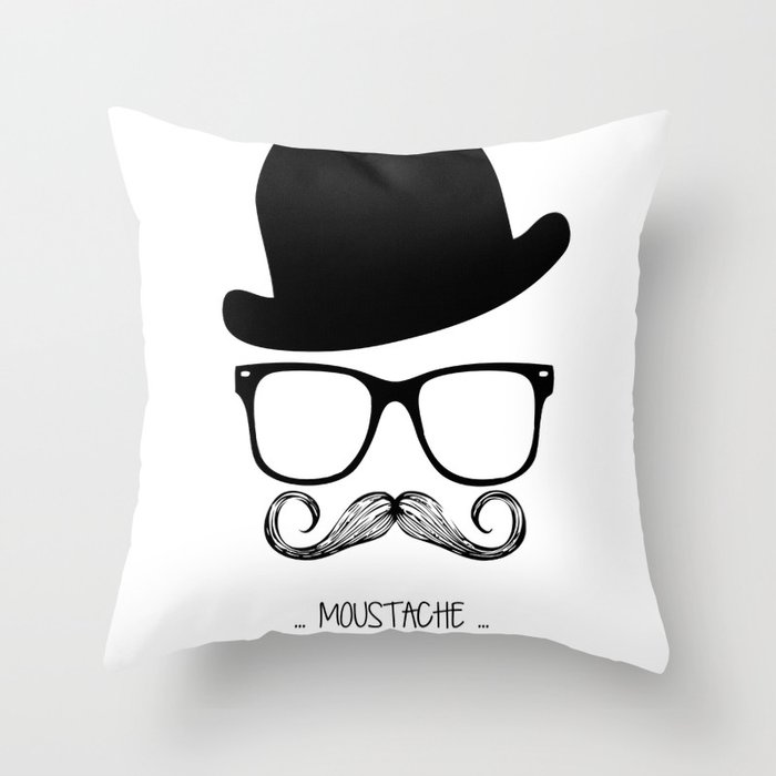 Mr. Moustache Throw Pillow